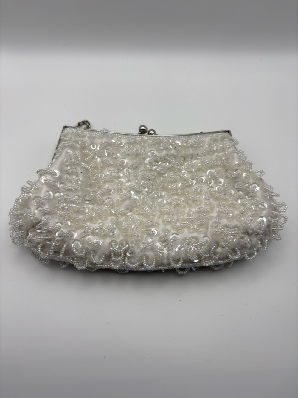 Cache Ivory Beaded Evening Clutch